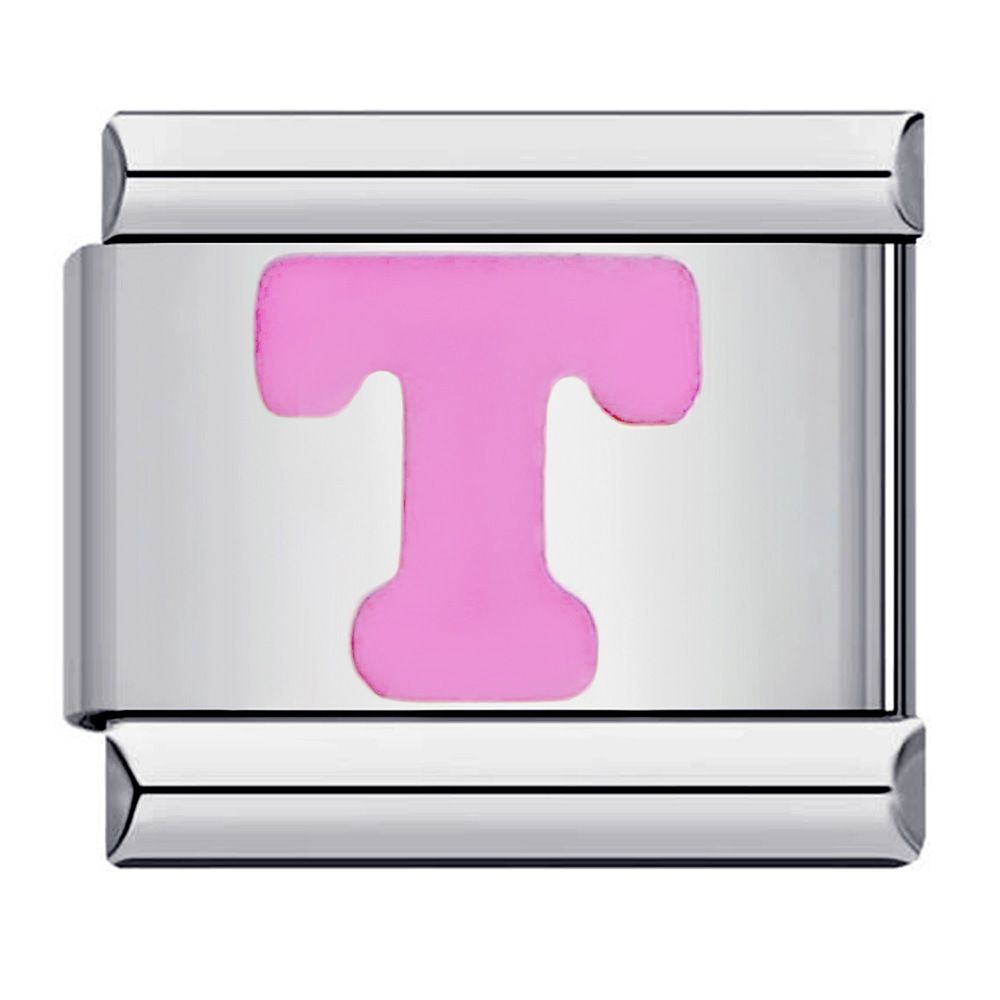 New titanium steel pink English letter DIY Italian modular bracelet