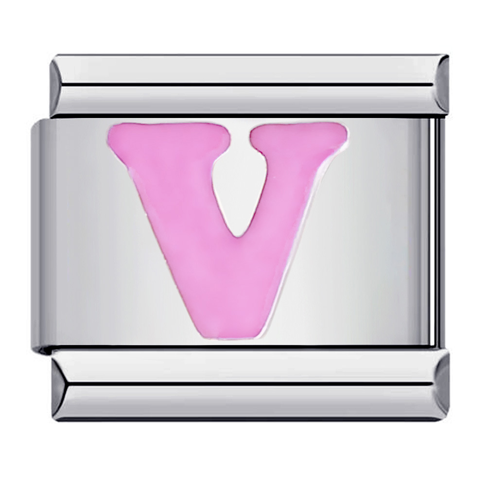 New titanium steel pink English letter DIY Italian modular bracelet