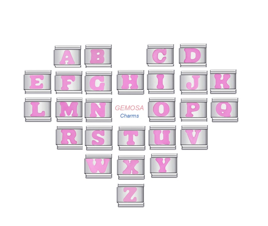 New titanium steel pink English letter DIY Italian modular bracelet