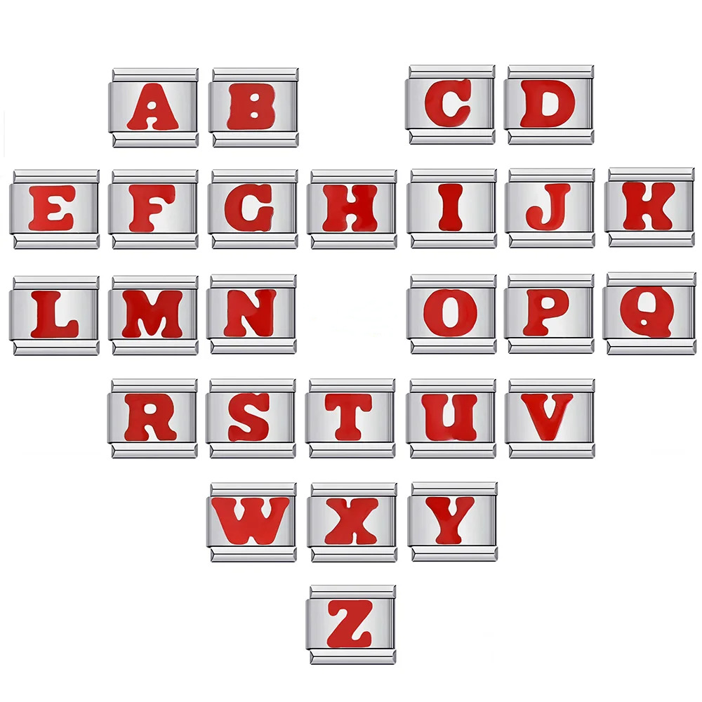 New titanium steel red English letter DIY Italian modular bracelet