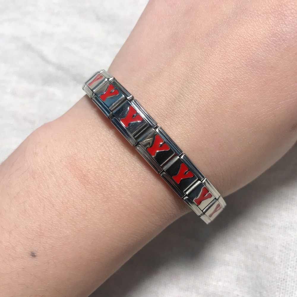 New titanium steel red English letter DIY Italian modular bracelet