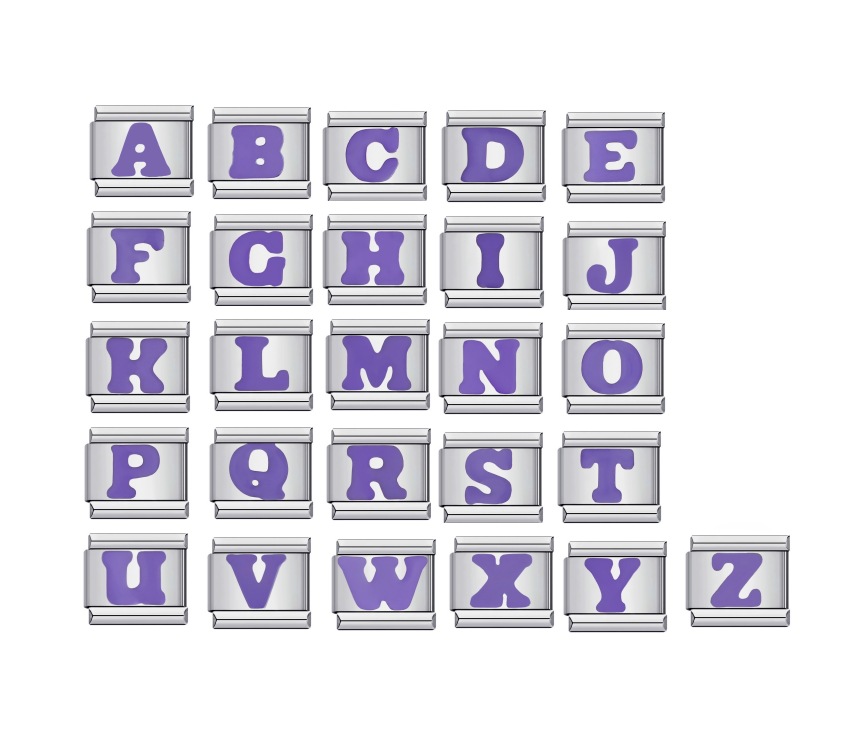 European and American style titanium steel colored drip paint 26 English letter DIY Italian modular bracelet