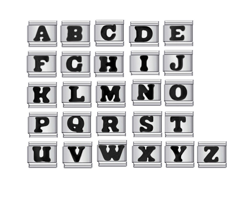 European and American style titanium steel colored drip paint 26 English letter DIY Italian modular bracelet
