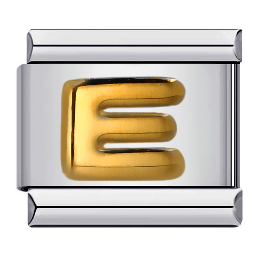 Popular Titanium Steel Gold-Plated Raised English Letter DIY Italian Modular Bracelet