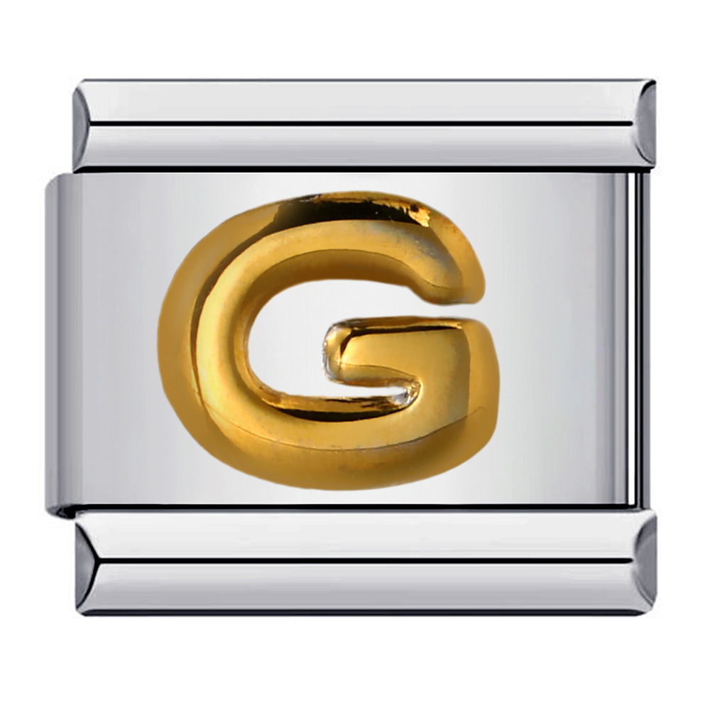 Popular Titanium Steel Gold-Plated Raised English Letter DIY Italian Modular Bracelet