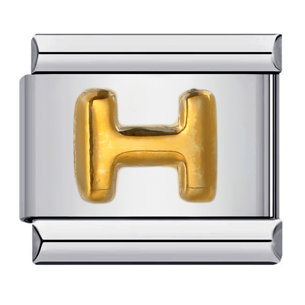 Popular Titanium Steel Gold-Plated Raised English Letter DIY Italian Modular Bracelet