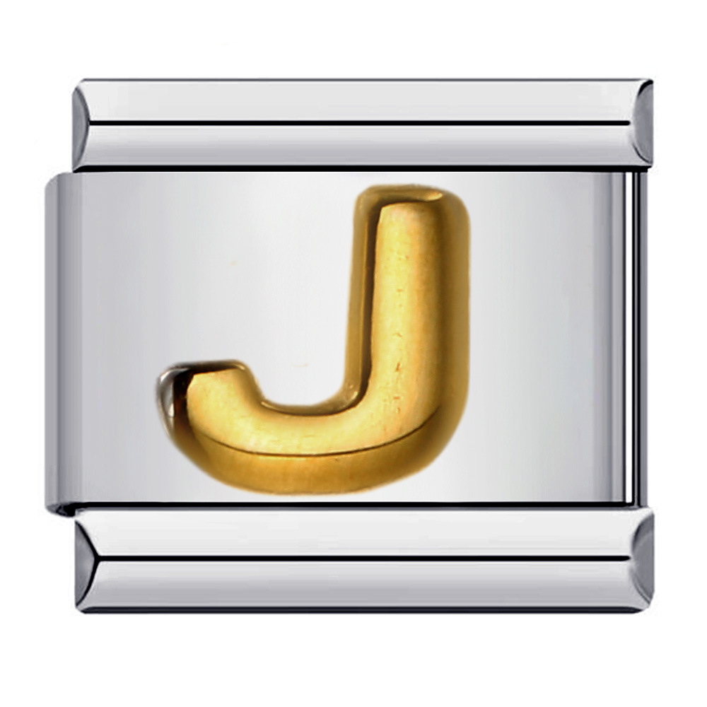 Popular Titanium Steel Gold-Plated Raised English Letter DIY Italian Modular Bracelet