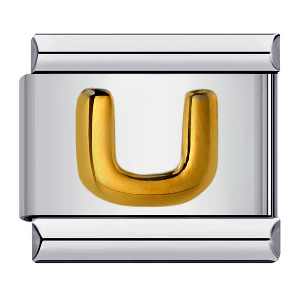 Popular Titanium Steel Gold-Plated Raised English Letter DIY Italian Modular Bracelet
