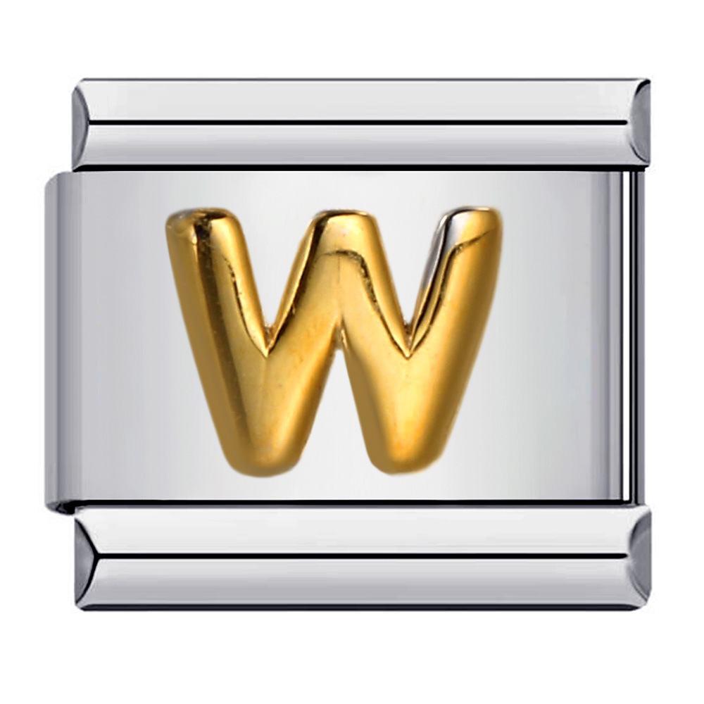 Popular Titanium Steel Gold-Plated Raised English Letter DIY Italian Modular Bracelet