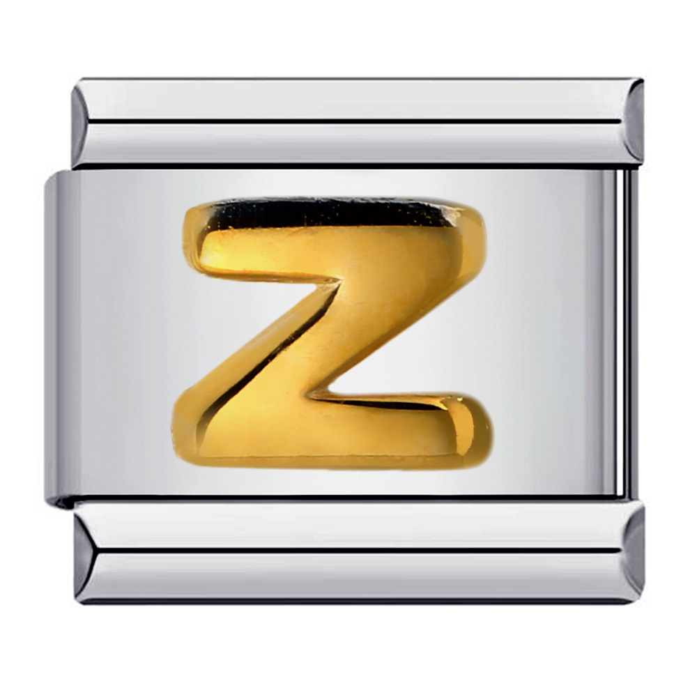Popular Titanium Steel Gold-Plated Raised English Letter DIY Italian Modular Bracelet