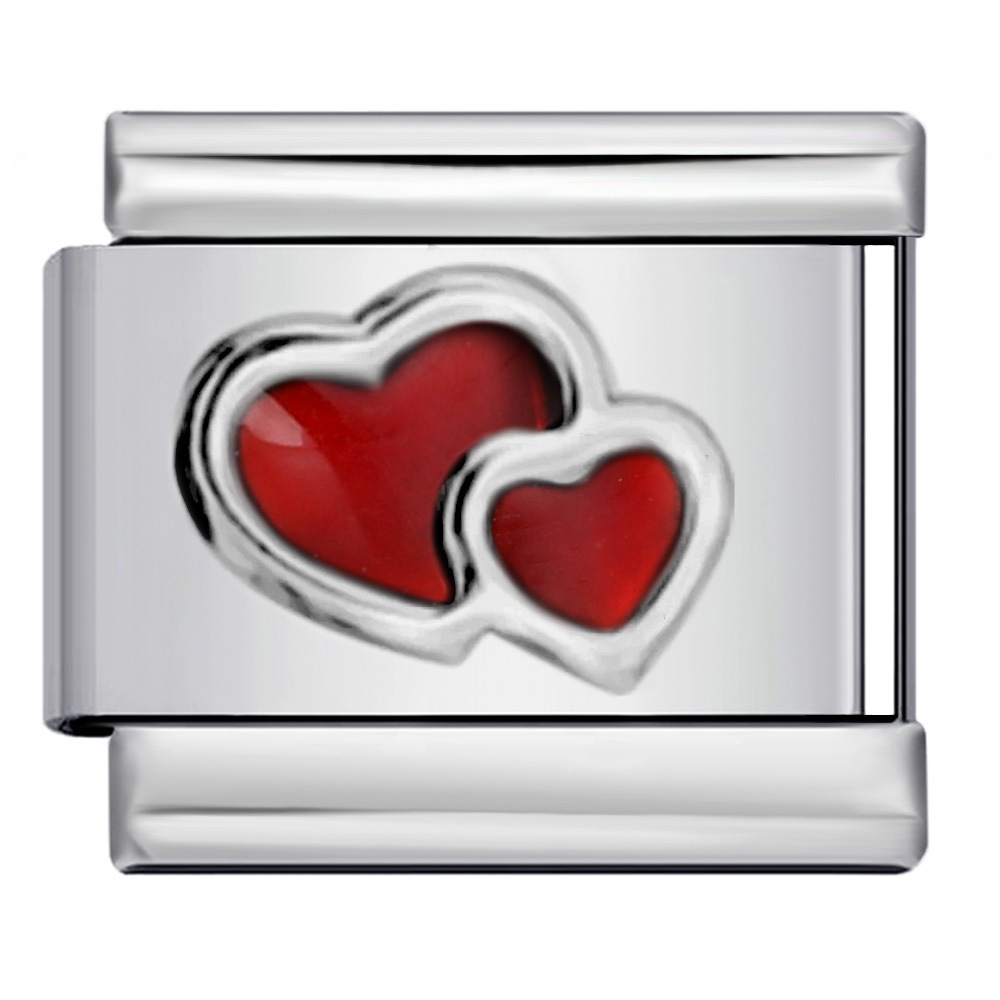 New Stamped Heart Pattern DIY Bracelet Titanium Steel Colored Oil Drip Italian Modular Bracelet Accessories Wholesale