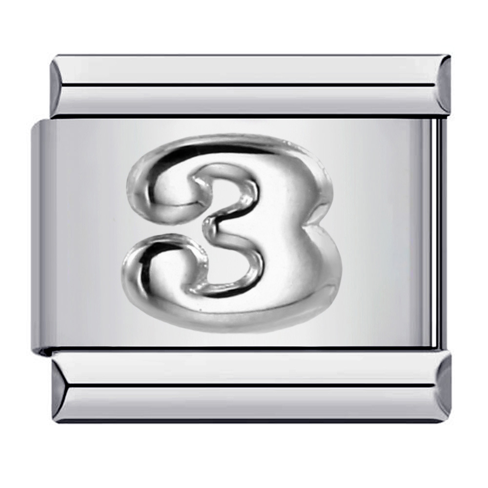 New titanium steel embossed Arabic numeral DIY Italian Module Bracelet