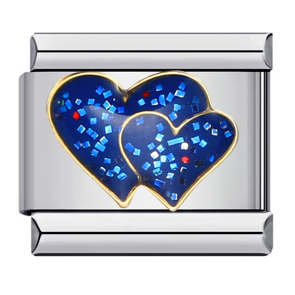 Blue titanium steel welded pattern Italian modular bracelet with gold-plated oil droplets, freely combinable and spliced bangle.