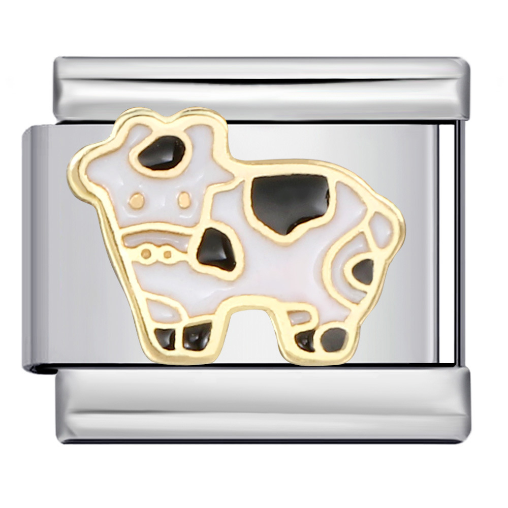 Titanium steel welded pattern dripping cartoon DIY Italian modular bracelet