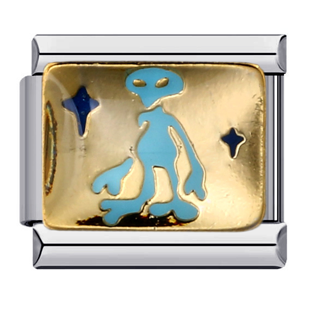 DIY Italian Modular Charm Bracelet with Stainless Steel Welded Oil-Drip Animal Design