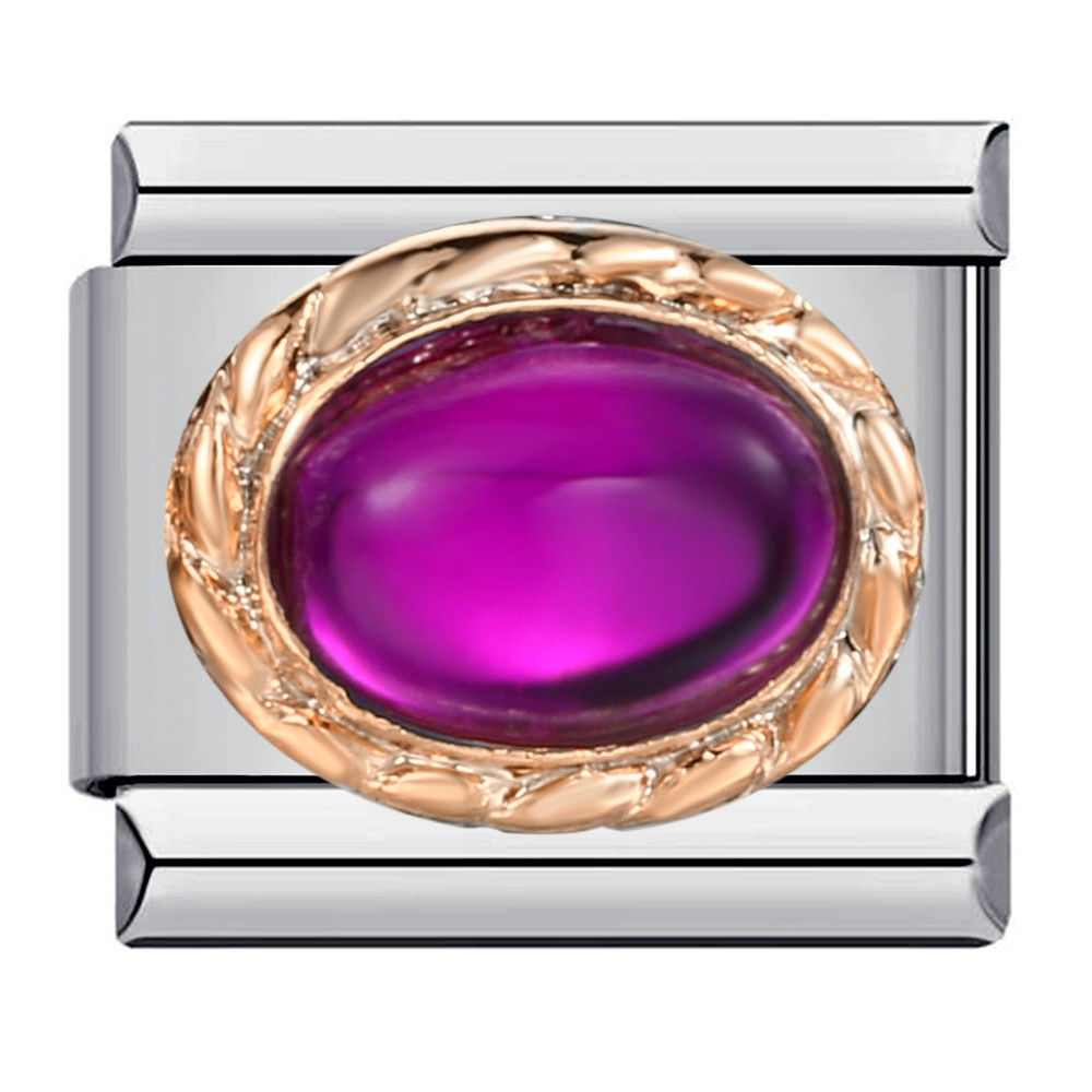 New stainless steel welded oil-drip mysterious purple DIY Italian modular bracelet charm