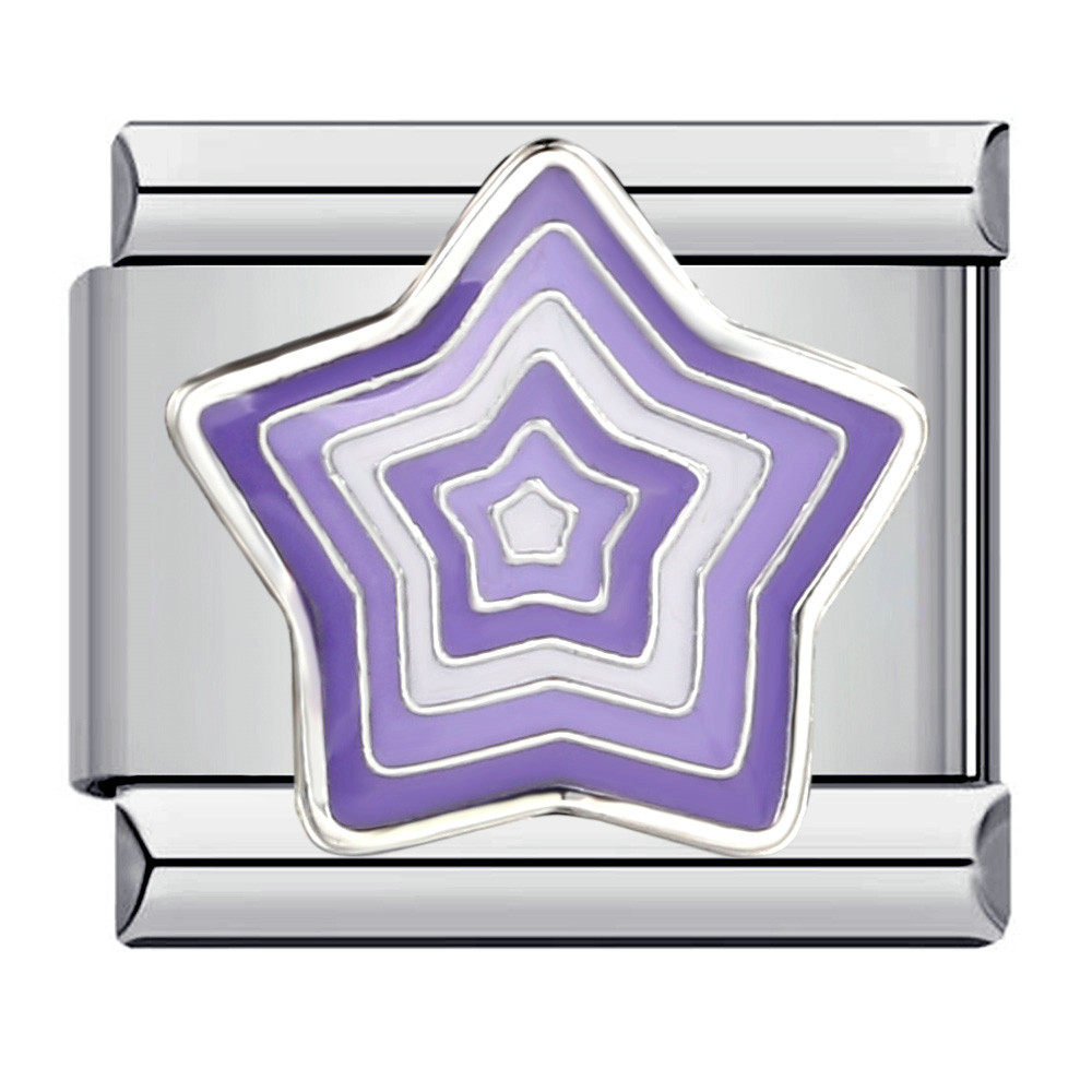 New stainless steel welded oil-drip mysterious purple DIY Italian modular bracelet charm