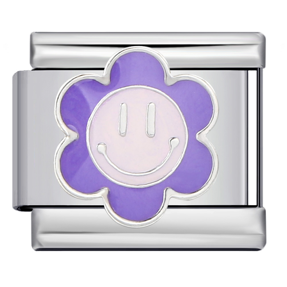 New stainless steel welded oil-drip mysterious purple DIY Italian modular bracelet charm