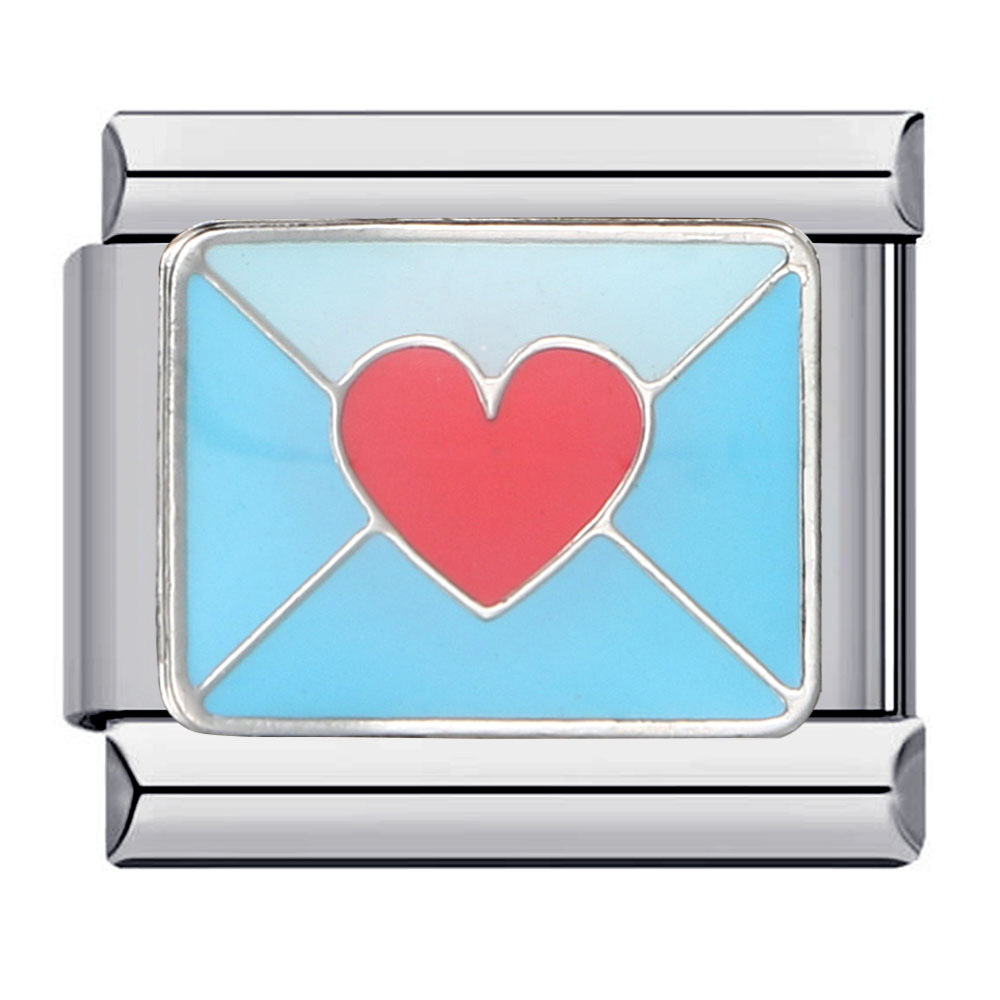 DIY Italian Modular Charm Bracelet - Large Red Heart Titanium Steel Welded with Oil Drip
