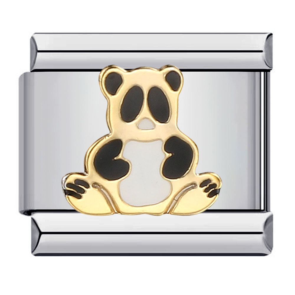 New stainless steel dripping cartoon DIY Italian modular bracelet with personalized welding patterns and elastic splicing.