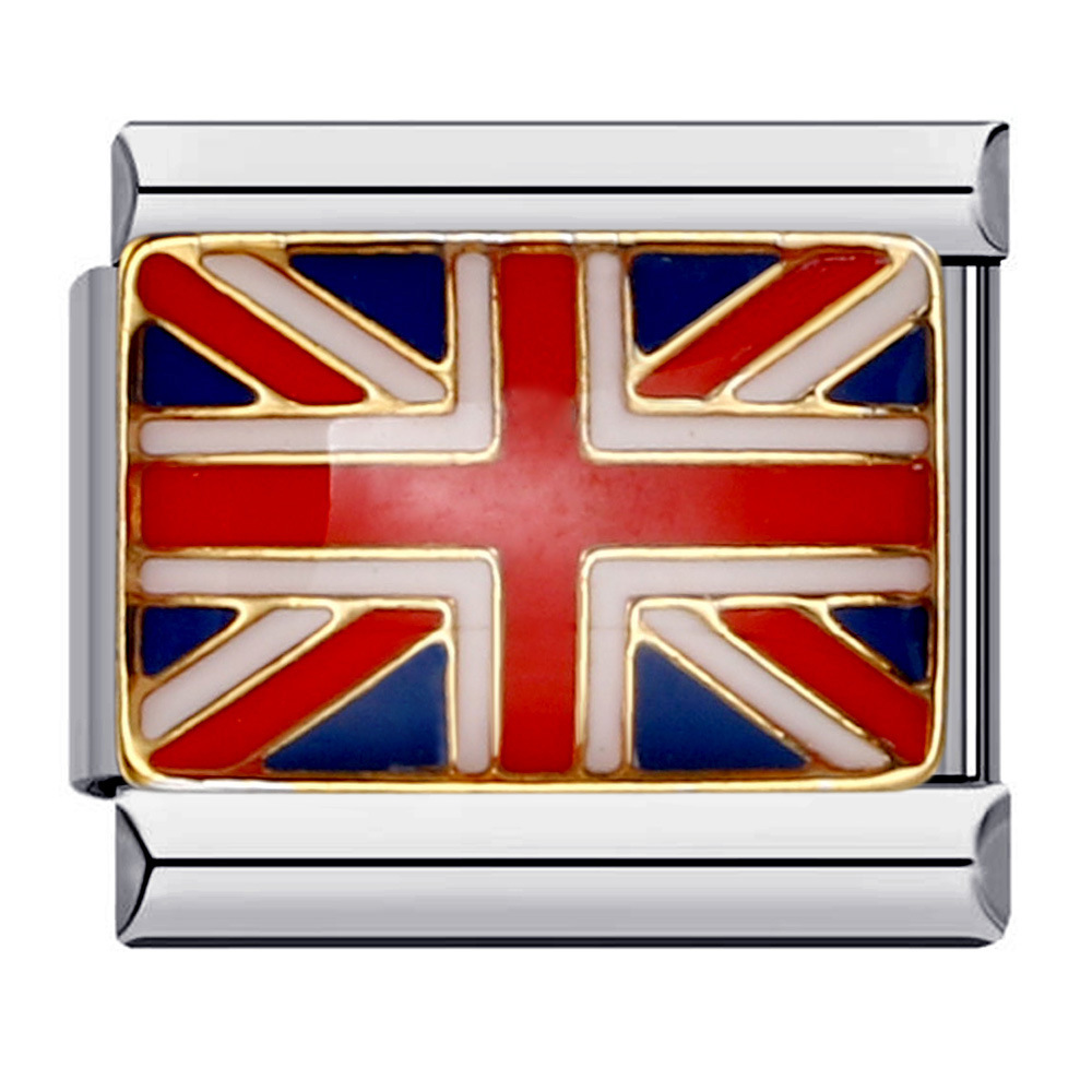 Flag and national flag Italian modular bracelet stainless steel gold-plated drip oil welded pattern DIY bracelet wholesale