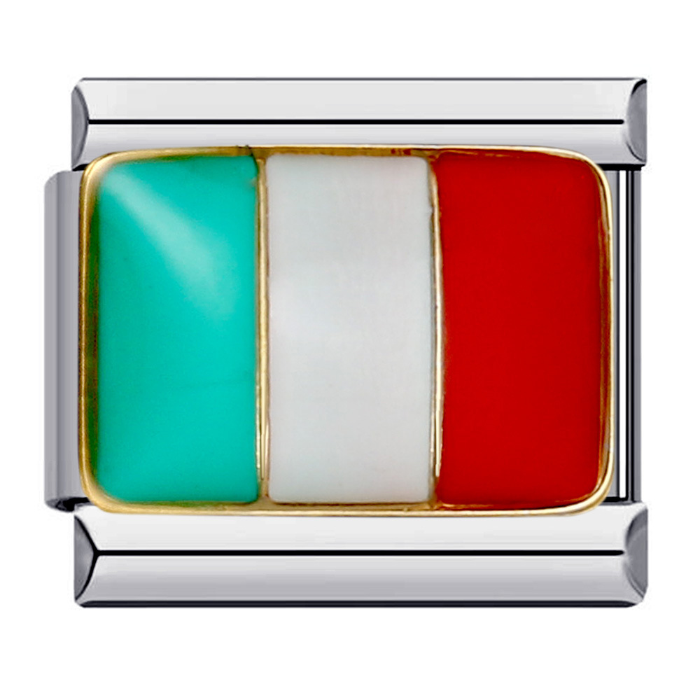 Flag and national flag Italian modular bracelet stainless steel gold-plated drip oil welded pattern DIY bracelet wholesale