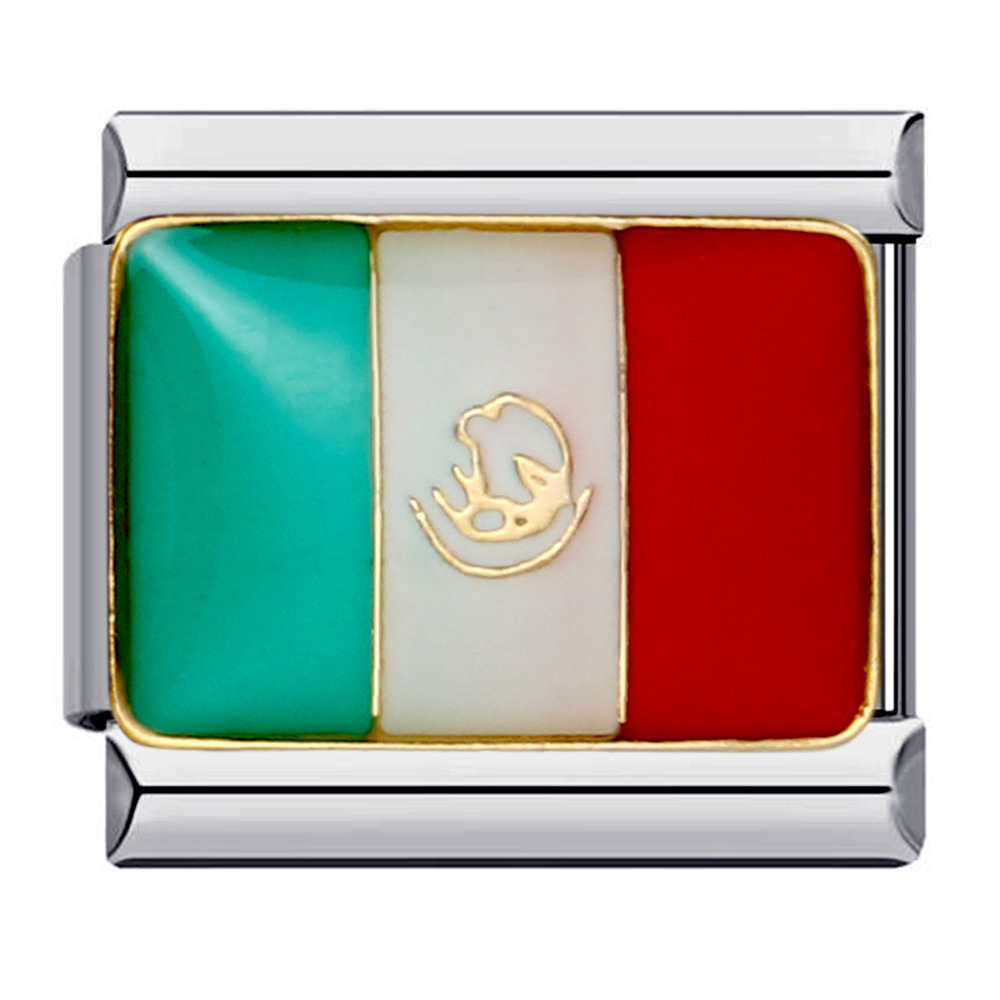 Flag and national flag Italian modular bracelet stainless steel gold-plated drip oil welded pattern DIY bracelet wholesale