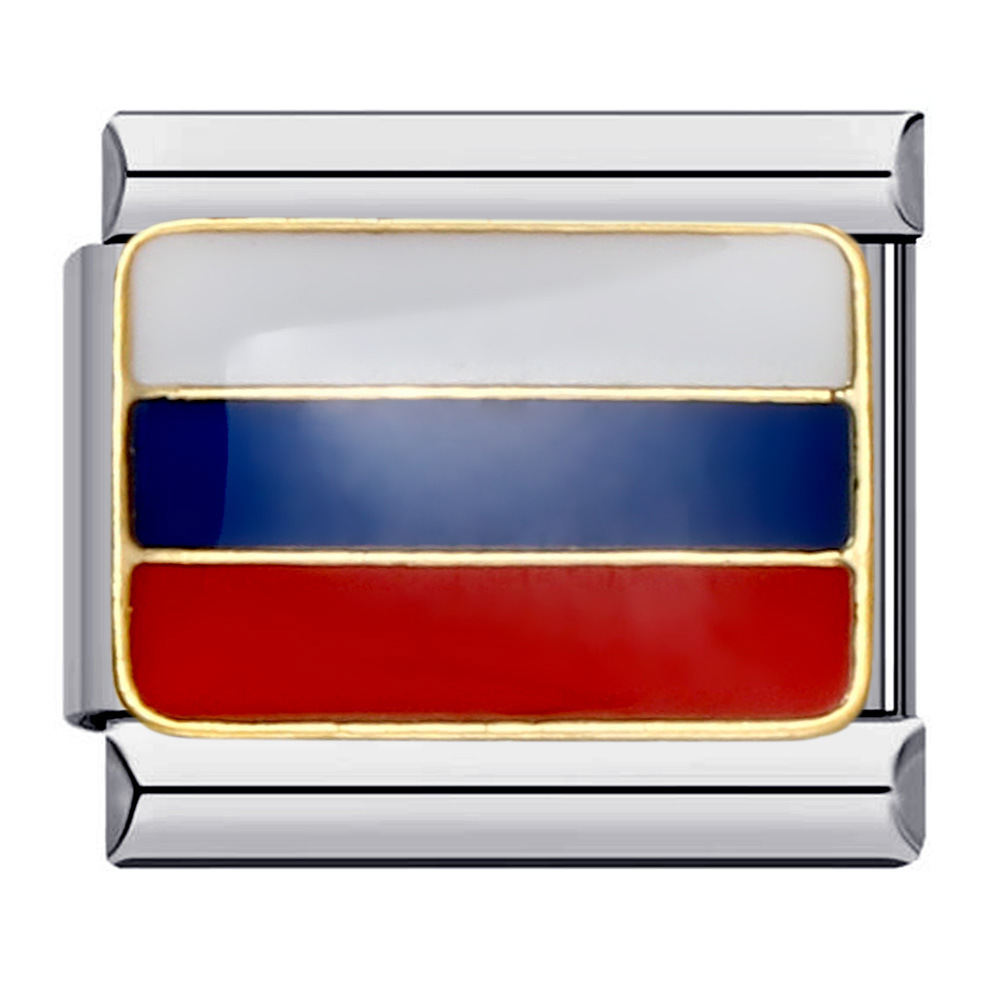 Flag and national flag Italian modular bracelet stainless steel gold-plated drip oil welded pattern DIY bracelet wholesale