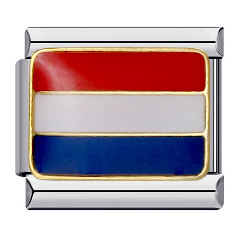 Flag and national flag Italian modular bracelet stainless steel gold-plated drip oil welded pattern DIY bracelet wholesale