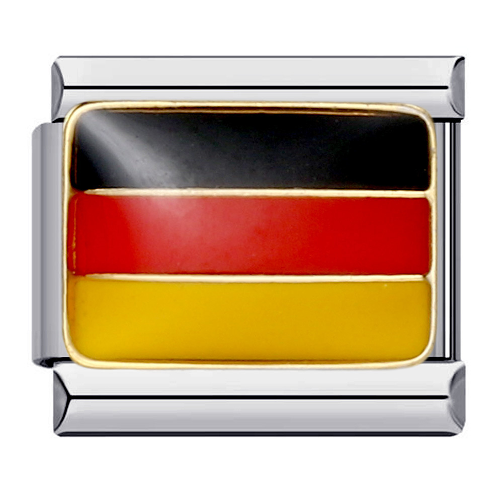 Flag and national flag Italian modular bracelet stainless steel gold-plated drip oil welded pattern DIY bracelet wholesale