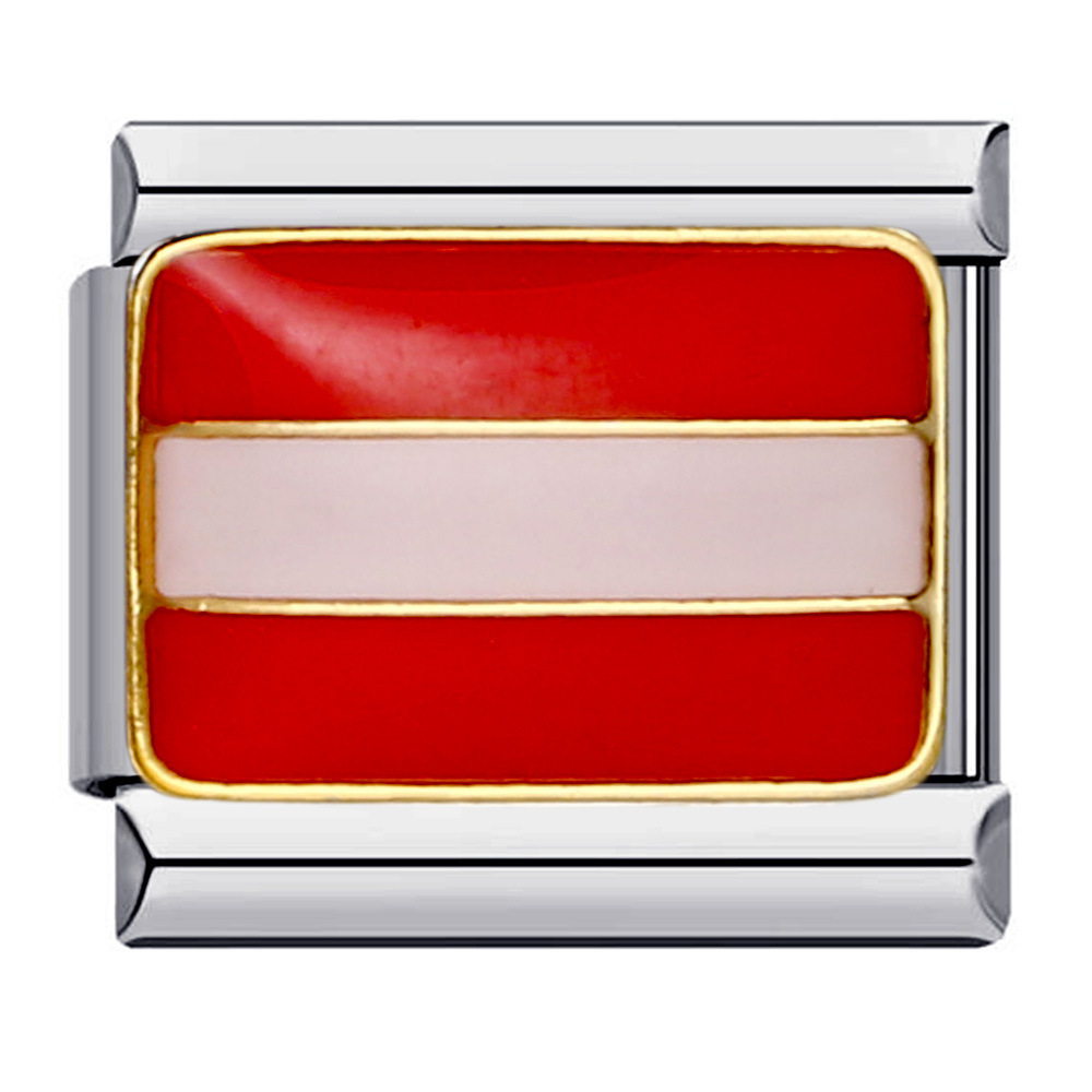 Flag and national flag Italian modular bracelet stainless steel gold-plated drip oil welded pattern DIY bracelet wholesale