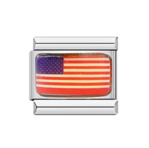 Flag and national flag Italian modular bracelet stainless steel gold-plated drip oil welded pattern DIY bracelet wholesale