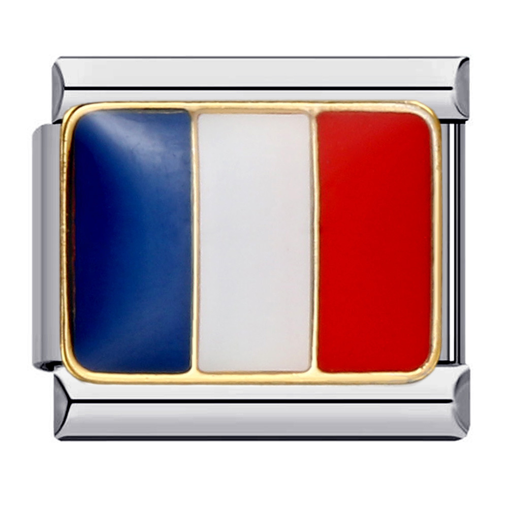 Flag and national flag Italian modular bracelet stainless steel gold-plated drip oil welded pattern DIY bracelet wholesale