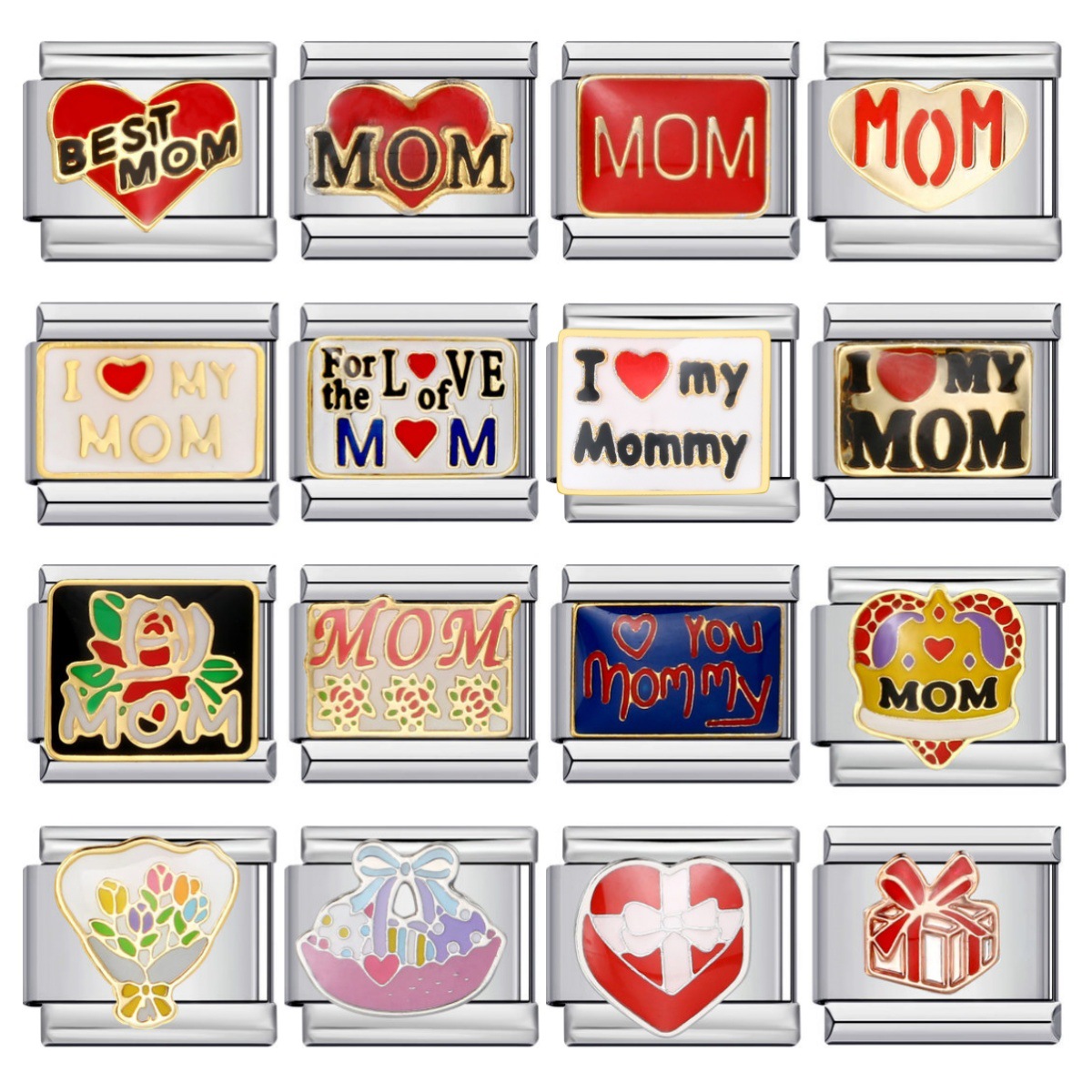 New Mother's Day Series Bracelet, Titanium Steel Gold-Plated Welded Pattern DIY Italian Modular Bracelet