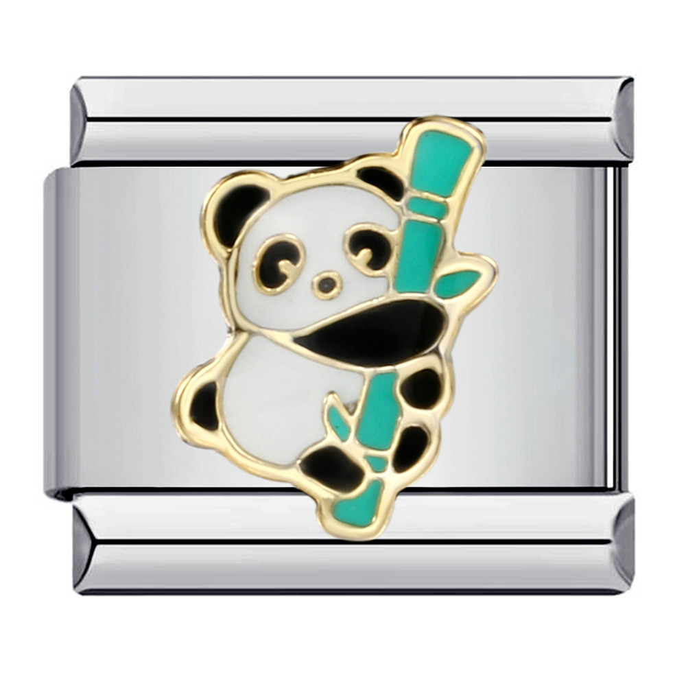 DIY Italian Charm Bracel Animal Cartoon Titanium Steel Gold-Plated Oil Drip Bracelet