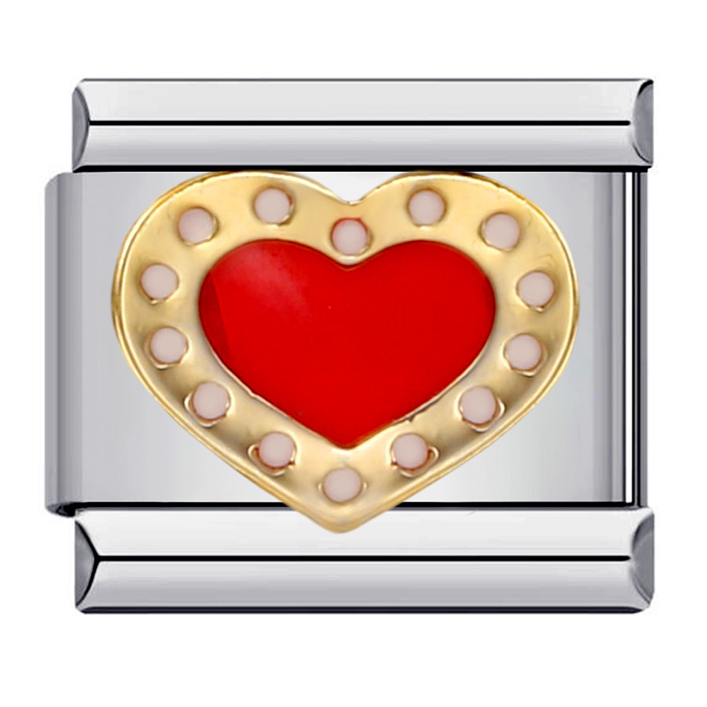 Cross-border hot-selling heart-shaped titanium steel welded oil-dripping bracelet, cartoon DIY Italian modular bracelet wholesale.