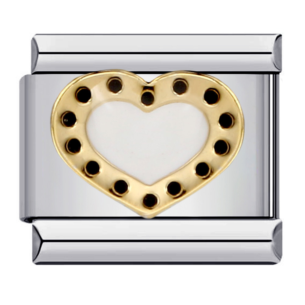 Cross-border hot-selling heart-shaped titanium steel welded oil-dripping bracelet, cartoon DIY Italian modular bracelet wholesale.