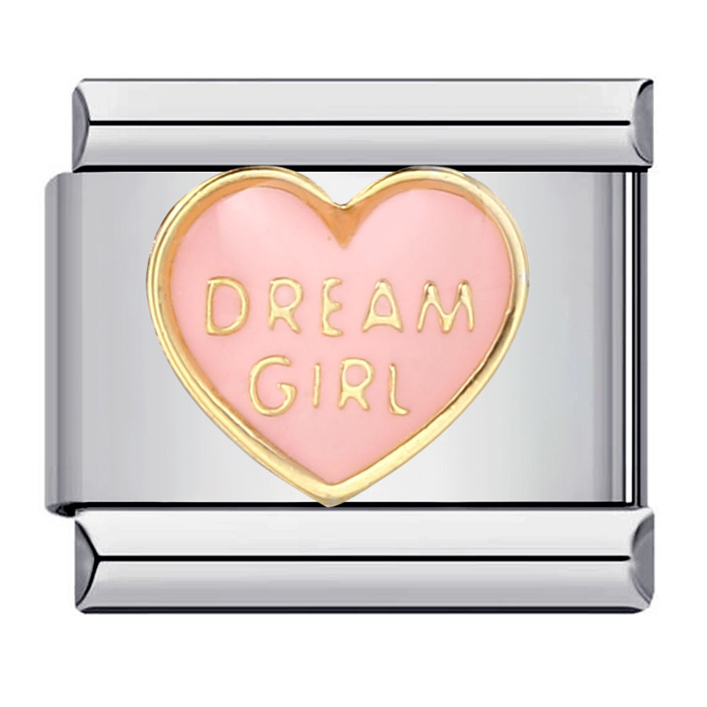Cross-border hot-selling heart-shaped titanium steel welded oil-dripping bracelet, cartoon DIY Italian modular bracelet wholesale.