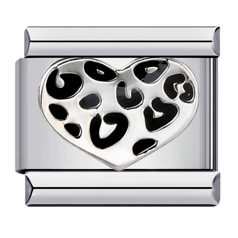 Cross-border hot-selling heart-shaped titanium steel welded oil-dripping bracelet, cartoon DIY Italian modular bracelet wholesale.