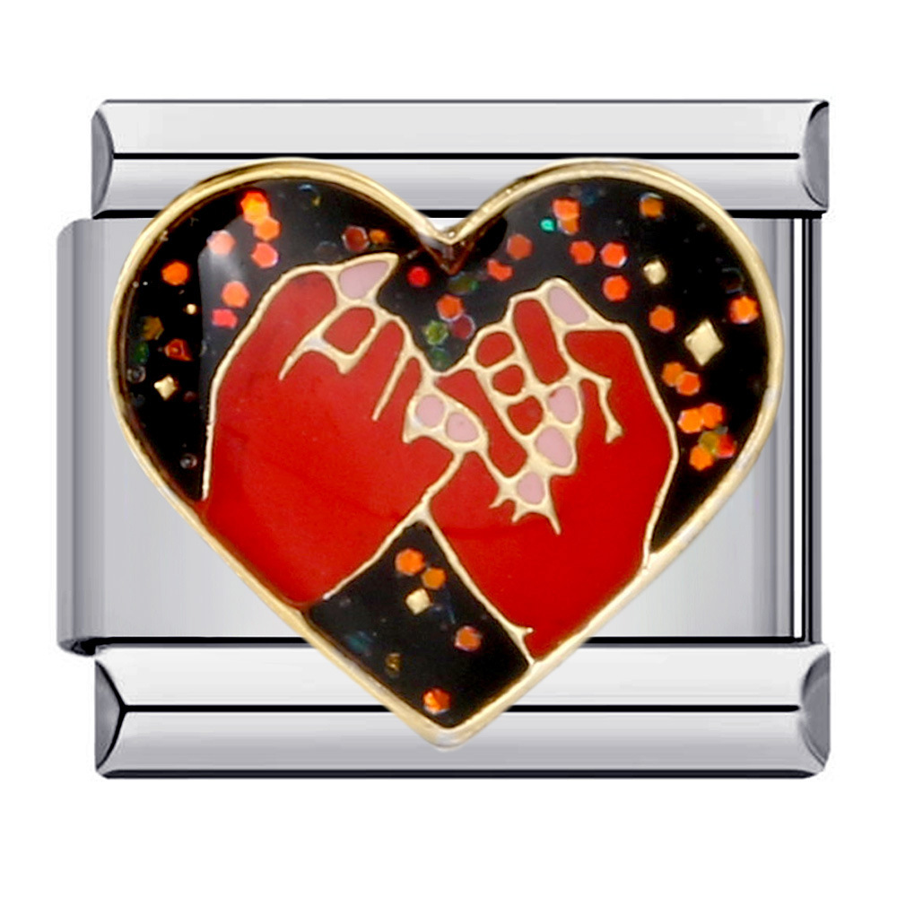Cross-border hot-selling heart-shaped titanium steel welded oil-dripping bracelet, cartoon DIY Italian modular bracelet wholesale.