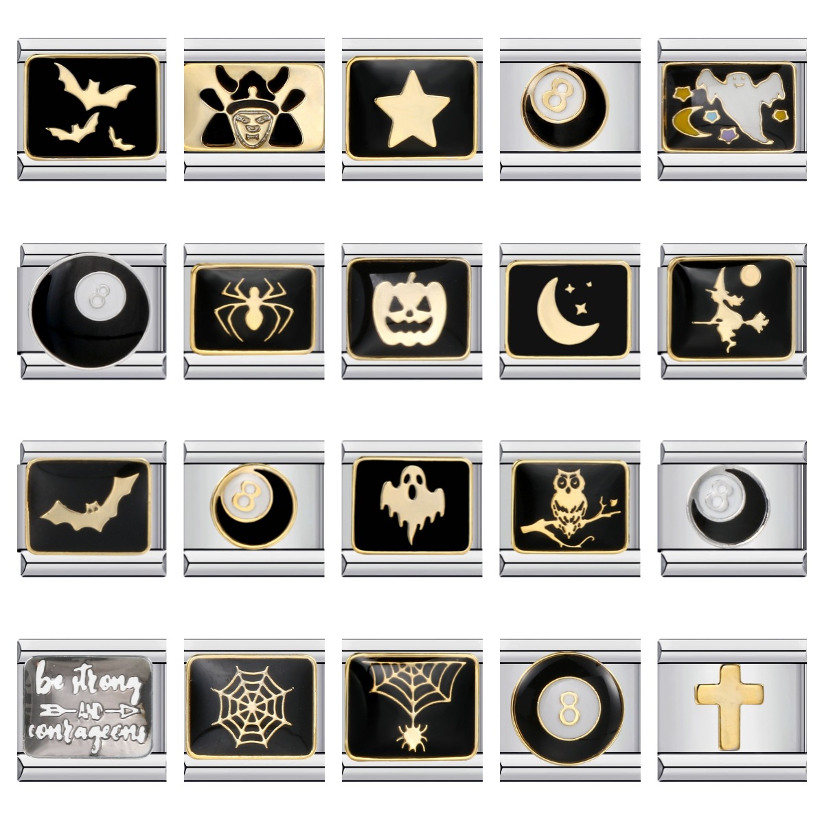 Popular Halloween Modular Bracelets in Europe and America: Titanium Steel Welded with Oil Drips, Dark Patterns, Italian Modular