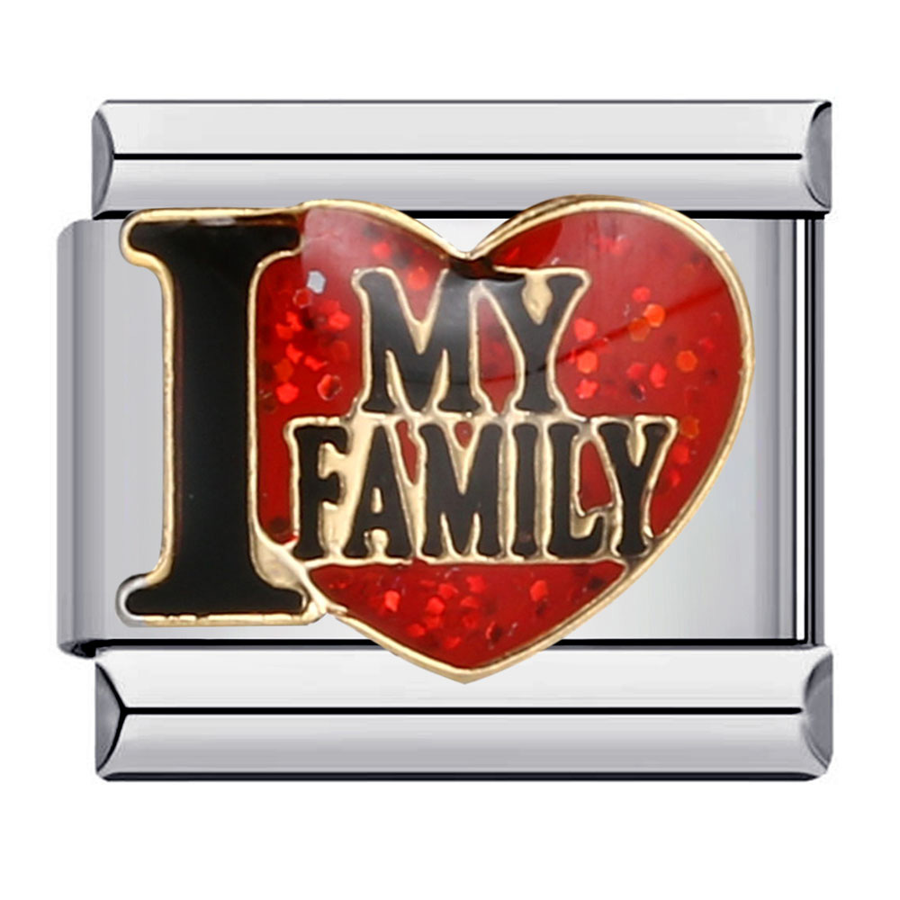 DIY elastic bracelet with family theme, stainless steel welding and oil dripping, Italian modular bracelet accessories wholesale.