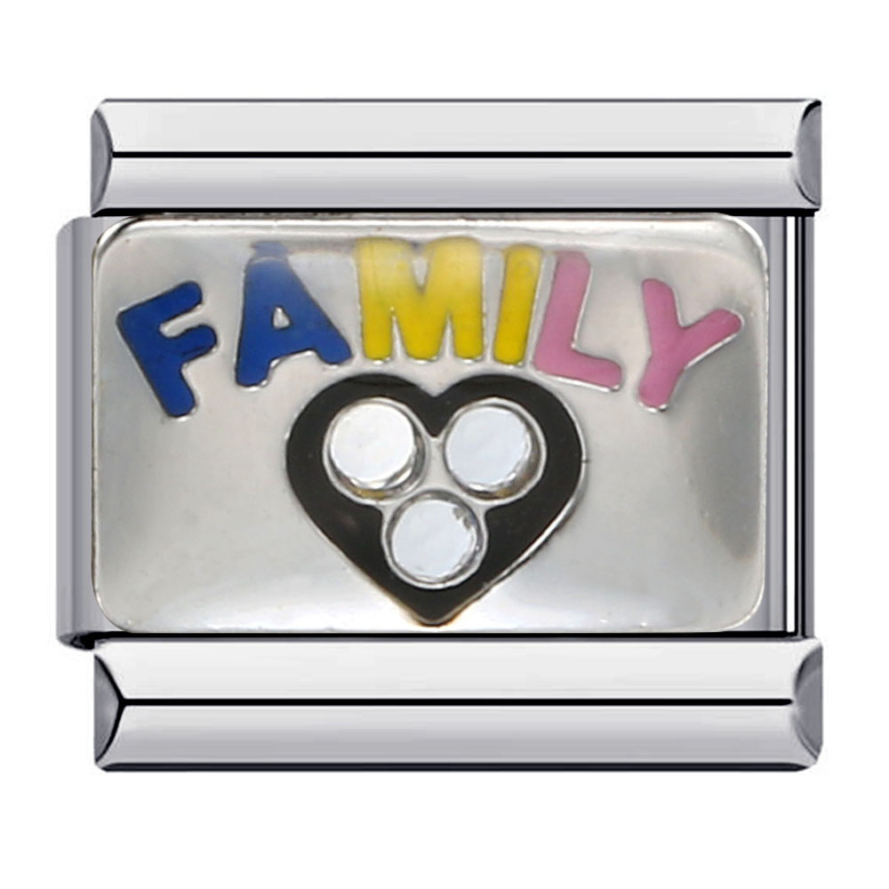 DIY elastic bracelet with family theme, stainless steel welding and oil dripping, Italian modular bracelet accessories wholesale.