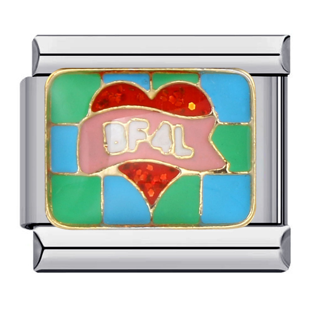 New Valentine's Day themed Italian modular bracelet, stainless steel welded oil-dripping cartoon DIY fashion bangle