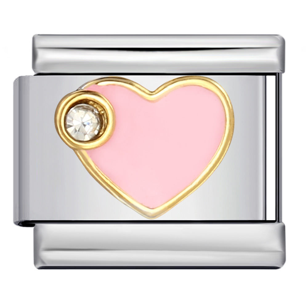 New Valentine's Day themed Italian modular bracelet, stainless steel welded oil-dripping cartoon DIY fashion bangle