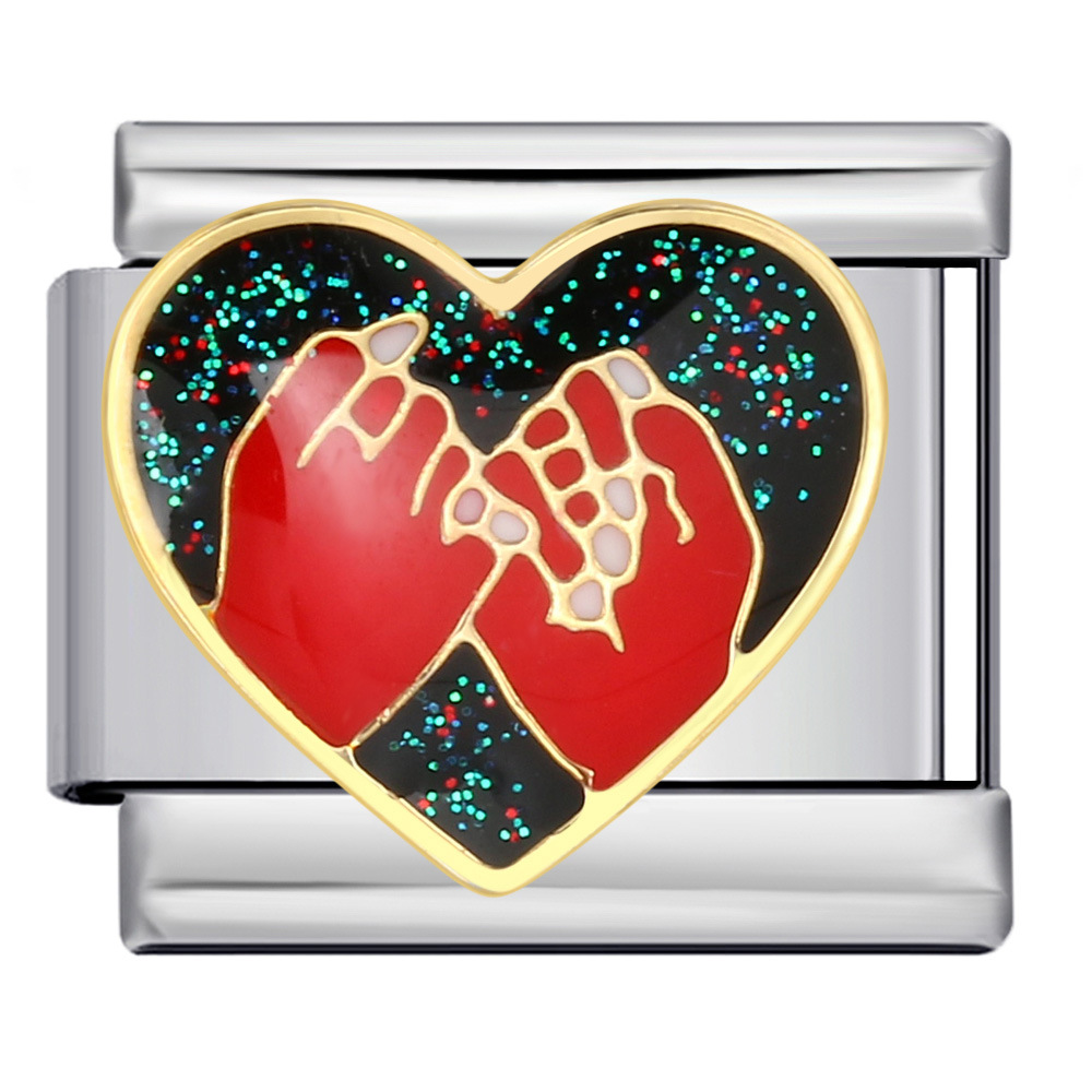 New Valentine's Day themed Italian modular bracelet, stainless steel welded oil-dripping cartoon DIY fashion bangle