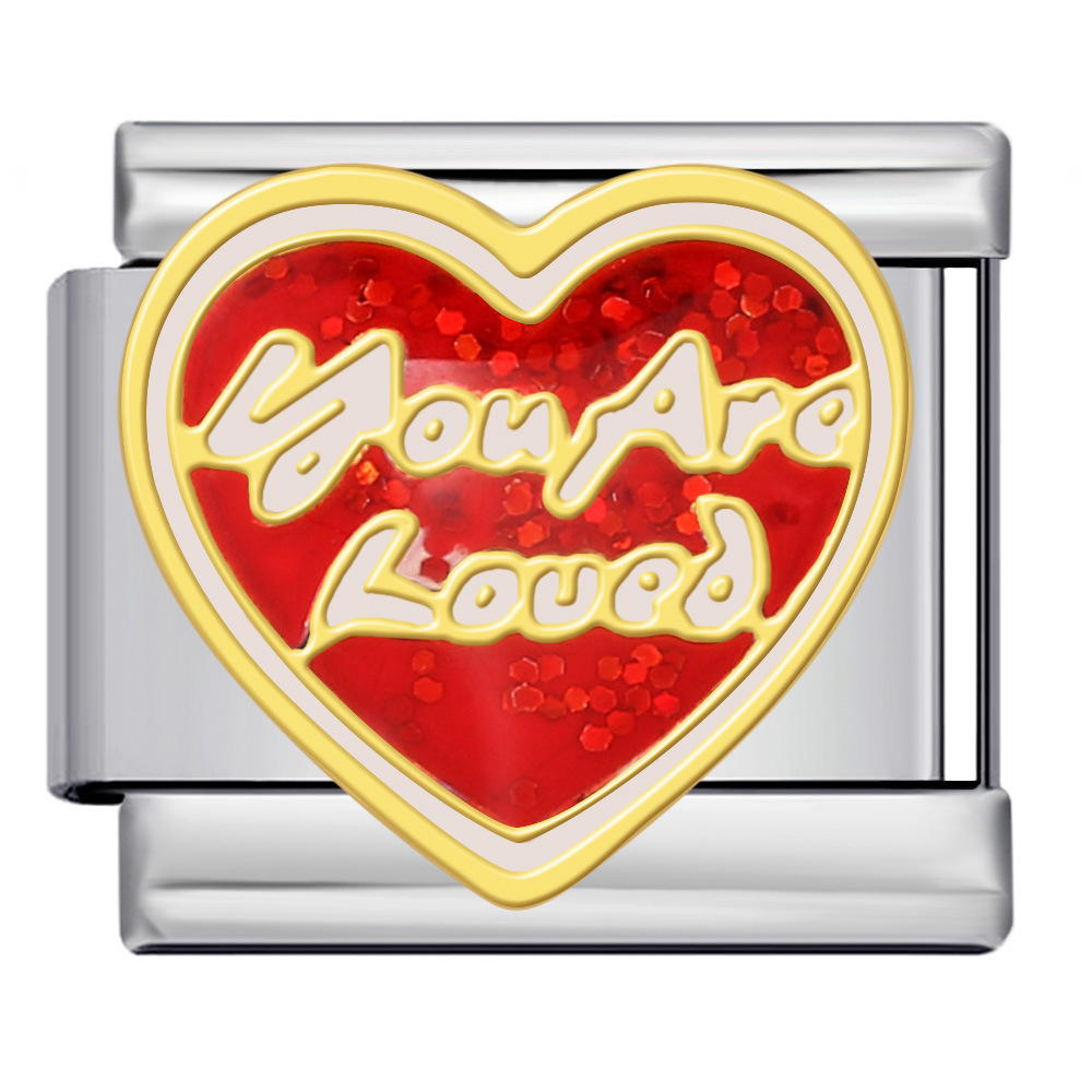 New Valentine's Day themed Italian modular bracelet, stainless steel welded oil-dripping cartoon DIY fashion bangle