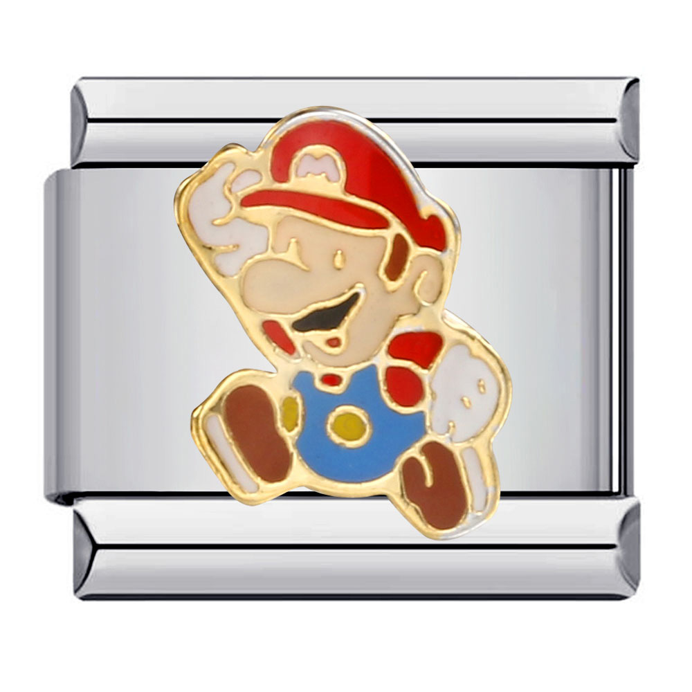 Classic cartoon character Italian modular bracelet, titanium steel gold-plated, oil-sprinkled, DIY welded pattern bangle.
