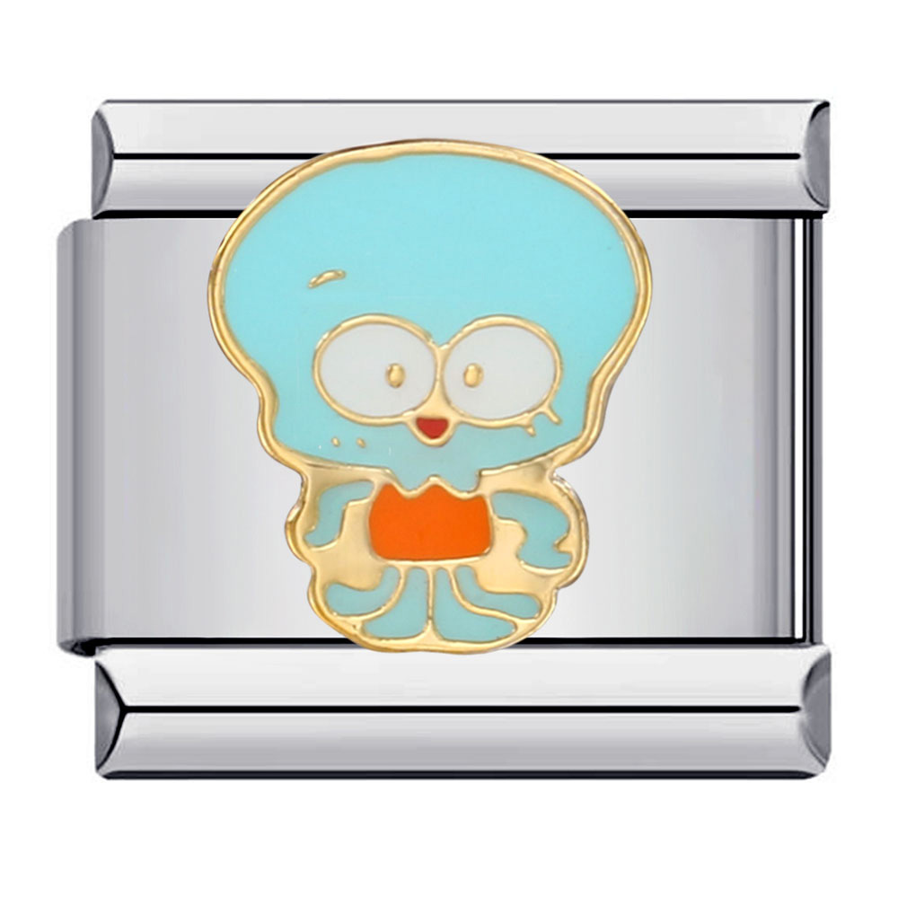 Classic cartoon character Italian modular bracelet, titanium steel gold-plated, oil-sprinkled, DIY welded pattern bangle.