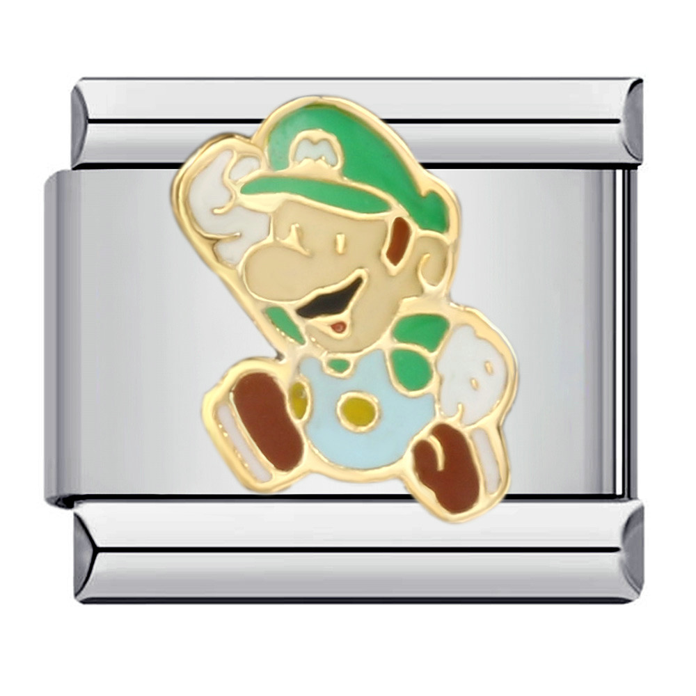 Classic cartoon character Italian modular bracelet, titanium steel gold-plated, oil-sprinkled, DIY welded pattern bangle.